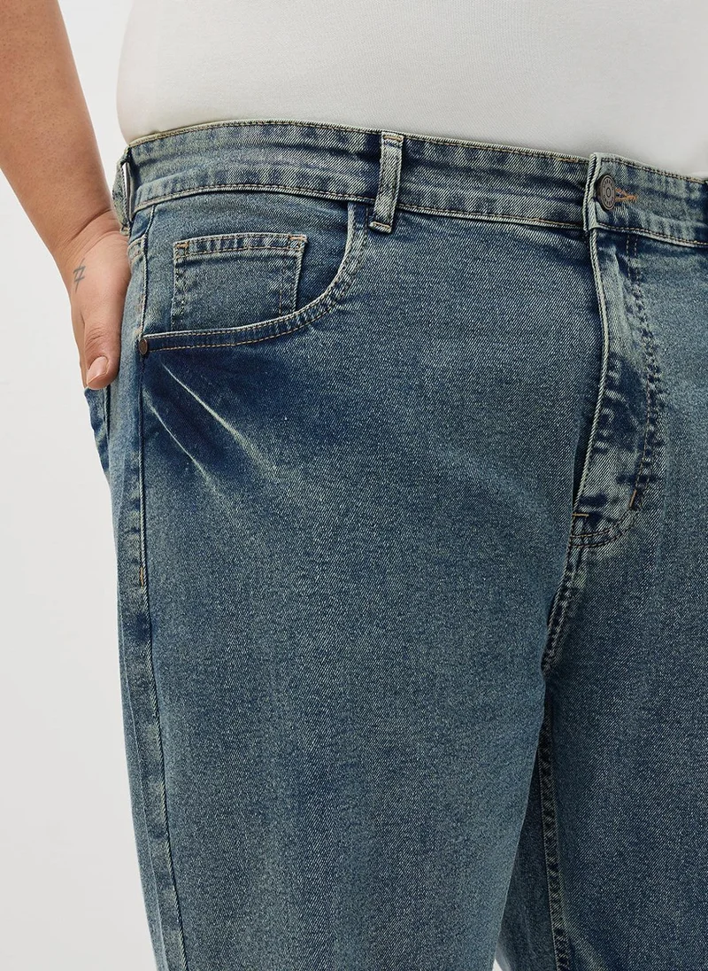 Urbano Fashion  Urbano Plus Men's Ice Blue Regular Fit Heavy Washed Denim Jeans Stretchable for Men | Best Price UAE